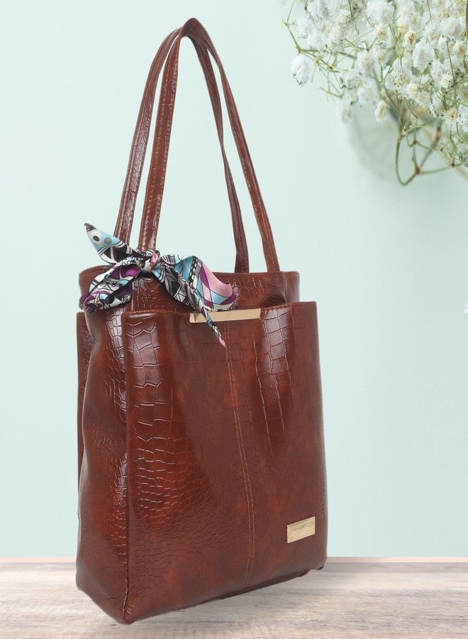 Dcozi Stylish and Fashionable PU Leather Handbag For Women & Girls (Shine Brown) - Image 4